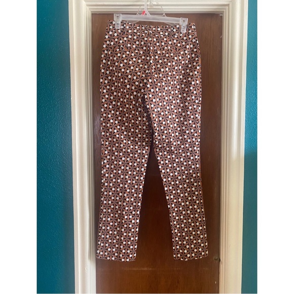 NWT Anthropologie Maeve Essential High Rise Kick Flare Brown Motif Pants - Picture 4 of 7